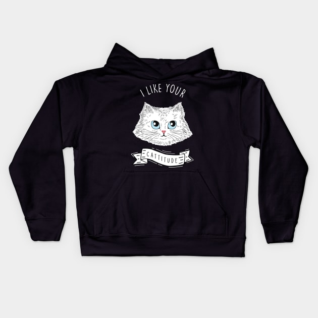 Cattitude Kids Hoodie by SuperrSunday